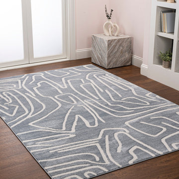 Alcina Modern Scandinavian Graphic Lines High-Low Area Rug